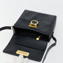 Salvatore Ferragamo Gancini Shoulder Bag Leather Navy Gold Auth ka4141-10