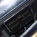 Salvatore Ferragamo Gancini Shoulder Bag Leather Navy Gold Auth ka4141-12
