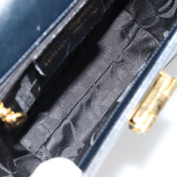 Salvatore Ferragamo Gancini Shoulder Bag Leather Navy Gold Auth ka4141