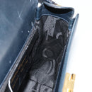 Salvatore Ferragamo Gancini Shoulder Bag Leather Navy Gold Auth ka4141-18