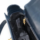 Salvatore Ferragamo Gancini Shoulder Bag Leather Navy Gold Auth ka4141-19