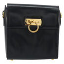Salvatore Ferragamo Gancini Shoulder Bag Leather Navy Gold Auth ka4141-13