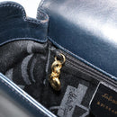 Salvatore Ferragamo Gancini Shoulder Bag Leather Navy Gold Auth ka4141-20