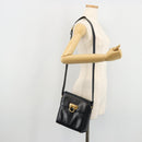 Salvatore Ferragamo Gancini Shoulder Bag Leather Navy Gold Auth ka4141-22
