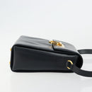 Salvatore Ferragamo Gancini Shoulder Bag Leather Navy Gold Auth ka4141-3