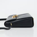 Salvatore Ferragamo Gancini Shoulder Bag Leather Navy Gold Auth ka4141-4