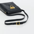 Salvatore Ferragamo Gancini Shoulder Bag Leather Navy Gold Auth ka4141-7