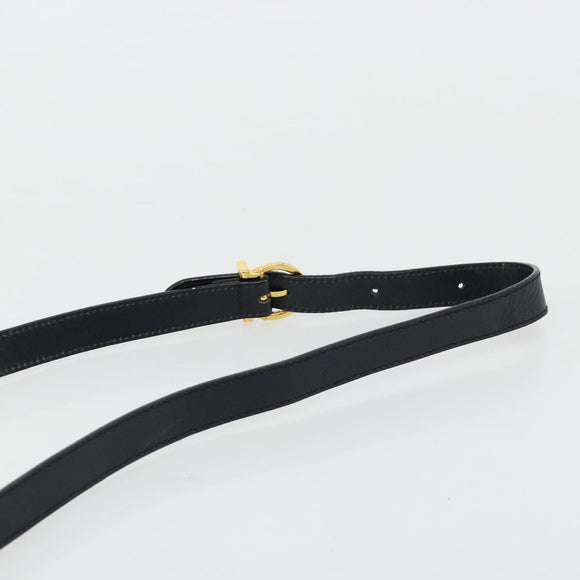 Salvatore Ferragamo Gancini Shoulder Bag Leather Navy Gold Auth ka4141