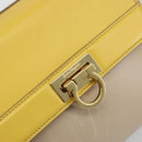 Salvatore Ferragamo Gancini Hand Bag Leather 2way Beige Yellow Auth ka4143A-16