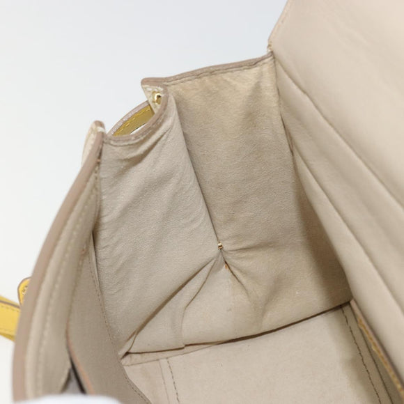 Salvatore Ferragamo Gancini Hand Bag Leather 2way Beige Yellow Auth ka4143A