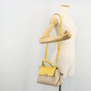 Salvatore Ferragamo Gancini Hand Bag Leather 2way Beige Yellow Auth ka4143A-24