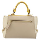 Salvatore Ferragamo Gancini Hand Bag Leather 2way Beige Yellow Auth ka4143A-3