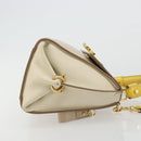Salvatore Ferragamo Gancini Hand Bag Leather 2way Beige Yellow Auth ka4143A-4