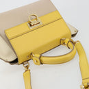Salvatore Ferragamo Gancini Hand Bag Leather 2way Beige Yellow Auth ka4143A-6