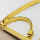 Salvatore Ferragamo Gancini Hand Bag Leather 2way Beige Yellow Auth ka4143A-8