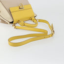 Salvatore Ferragamo Gancini Hand Bag Leather 2way Beige Yellow Auth ka4143A-9