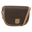 CELINE Macadam Canvas Shoulder Bag PVC Leather Brown Gold Auth ka4144-1