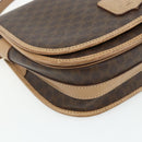 CELINE Macadam Canvas Shoulder Bag PVC Leather Brown Gold Auth ka4144-14