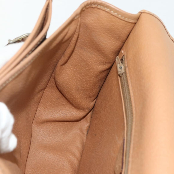 CELINE Macadam Canvas Shoulder Bag PVC Leather Brown Gold Auth ka4144
