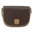 CELINE Macadam Canvas Shoulder Bag PVC Leather Brown Gold Auth ka4144-13