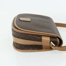 CELINE Macadam Canvas Shoulder Bag PVC Leather Brown Gold Auth ka4144-4
