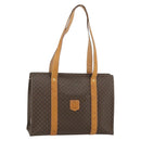 CELINE Macadam Canvas Tote Bag PVC Leather Brown Gold Auth ka4146-1