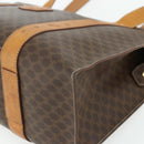 CELINE Macadam Canvas Tote Bag PVC Leather Brown Gold Auth ka4146-9