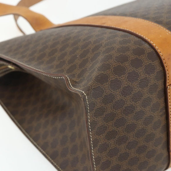 CELINE Macadam Canvas Tote Bag PVC Leather Brown Gold Auth ka4146
