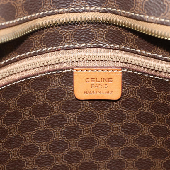 CELINE Macadam Canvas Tote Bag PVC Leather Brown Gold Auth ka4146