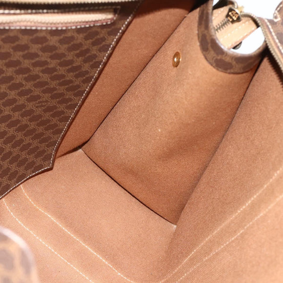 CELINE Macadam Canvas Tote Bag PVC Leather Brown Gold Auth ka4146