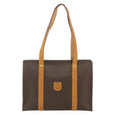 CELINE Macadam Canvas Tote Bag PVC Leather Brown Gold Auth ka4146-13