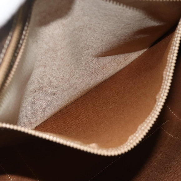 CELINE Macadam Canvas Tote Bag PVC Leather Brown Gold Auth ka4146
