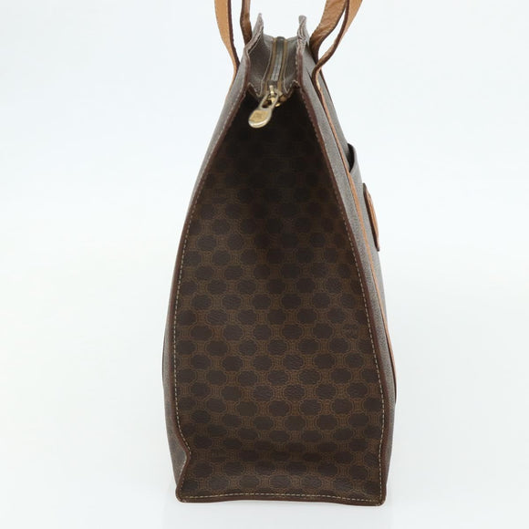 CELINE Macadam Canvas Tote Bag PVC Leather Brown Gold Auth ka4146