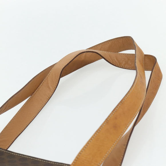 CELINE Macadam Canvas Tote Bag PVC Leather Brown Gold Auth ka4146