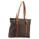 CELINE Macadam Canvas Tote Bag PVC Leather Brown Gold Auth ka4149-1