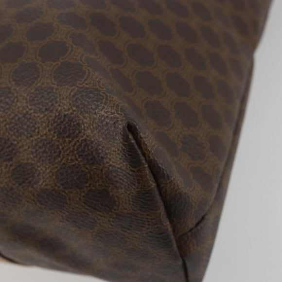 CELINE Macadam Canvas Tote Bag PVC Leather Brown Gold Auth ka4149