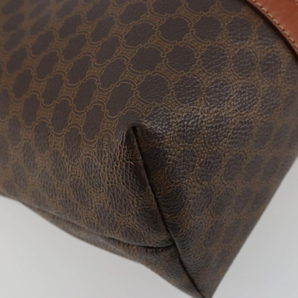 CELINE Macadam Canvas Tote Bag PVC Leather Brown Gold Auth ka4149