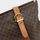 CELINE Macadam Canvas Tote Bag PVC Leather Brown Gold Auth ka4149-17