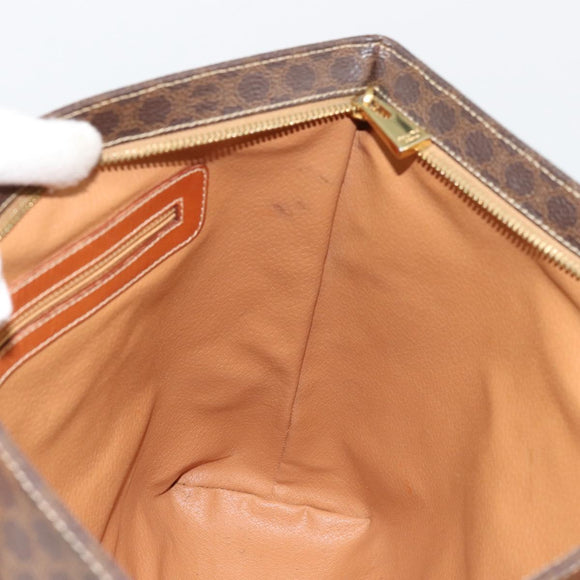 CELINE Macadam Canvas Tote Bag PVC Leather Brown Gold Auth ka4149