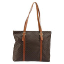 CELINE Macadam Canvas Tote Bag PVC Leather Brown Gold Auth ka4149-13