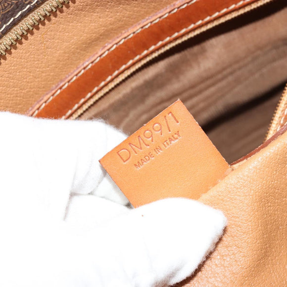 CELINE Macadam Canvas Tote Bag PVC Leather Brown Gold Auth ka4149