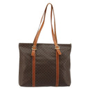 CELINE Macadam Canvas Tote Bag PVC Leather Brown Gold Auth ka4149-2