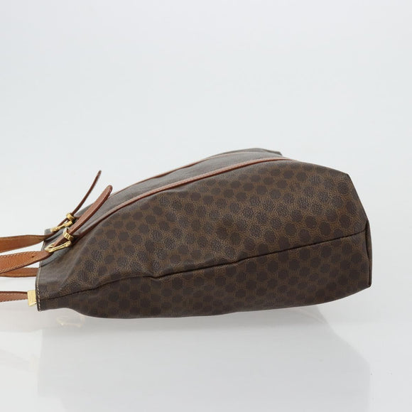 CELINE Macadam Canvas Tote Bag PVC Leather Brown Gold Auth ka4149