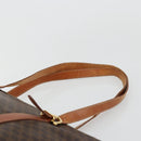 CELINE Macadam Canvas Tote Bag PVC Leather Brown Gold Auth ka4149-8
