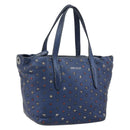 Jimmy Choo Studs Hand Bag Leather 2way Blue Silver Auth ka4151-1