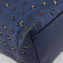 Jimmy Choo Studs Hand Bag Leather 2way Blue Silver Auth ka4151-15
