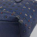 Jimmy Choo Studs Hand Bag Leather 2way Blue Silver Auth ka4151-16