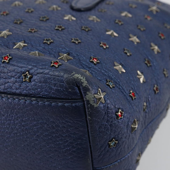 Jimmy Choo Studs Hand Bag Leather 2way Blue Silver Auth ka4151