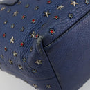 Jimmy Choo Studs Hand Bag Leather 2way Blue Silver Auth ka4151-9
