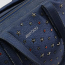 Jimmy Choo Studs Hand Bag Leather 2way Blue Silver Auth ka4151-17
